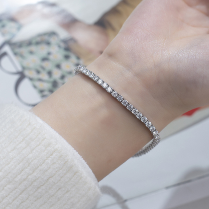 MissDiamond Round Cut Lab Grown Diamond Platinum Tennis Bracelet MSN-549