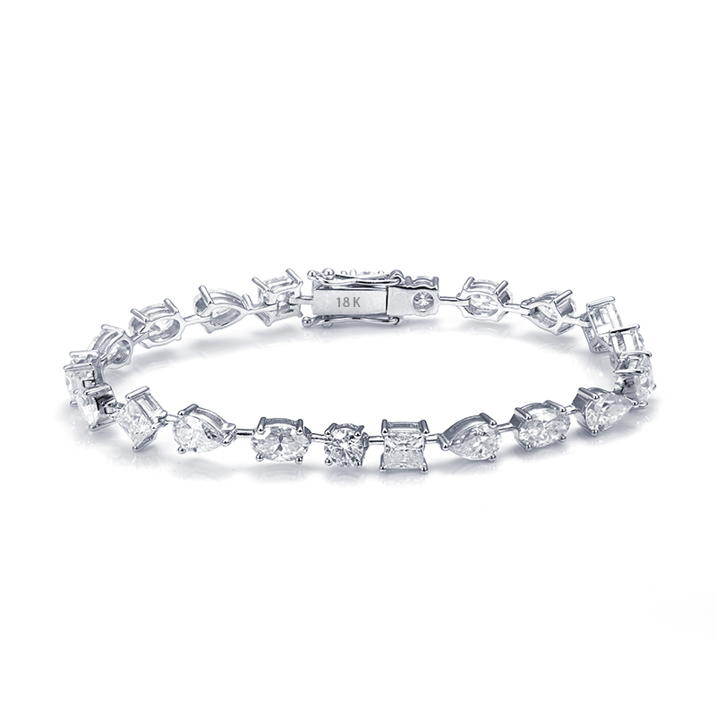 MissDiamond Lab Grown Diamond 18K White Gold Mixed Shape Bracelet MSB-571