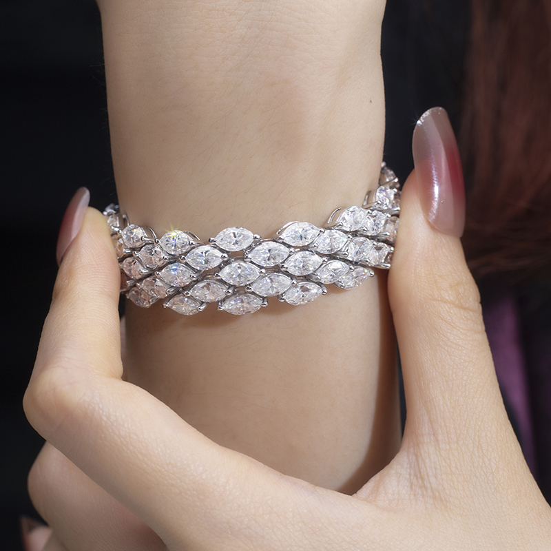 MissDiamond Lab Grown Diamond S925 Silver White Tennis Bracelet MSB-579