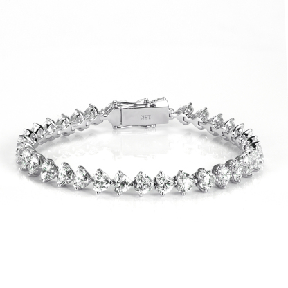 MissDiamond Heart Cut Lab Grown Diamond 18K White Gold Tennis Bracelet MSB-644