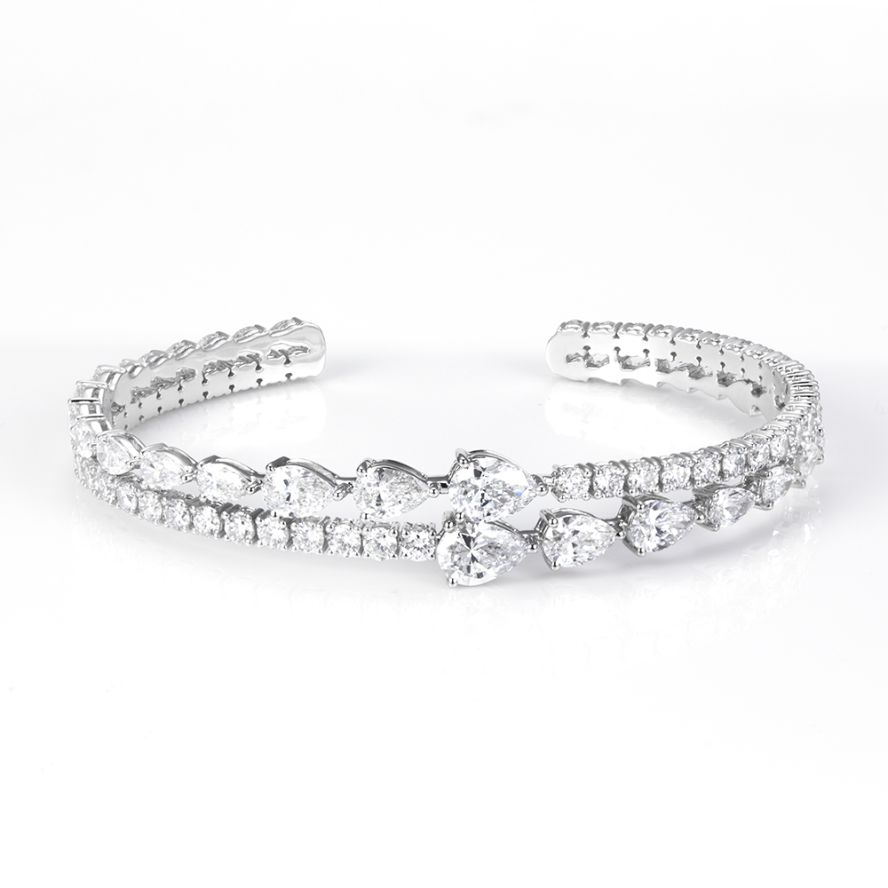 MissDiamond Lab Grown Diamond 18K White Gold Mixed Shape Bracelet MSB-647
