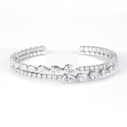 MissDiamond Lab Grown Diamond 18K White Gold Mixed Shape Bracelet MSB-647