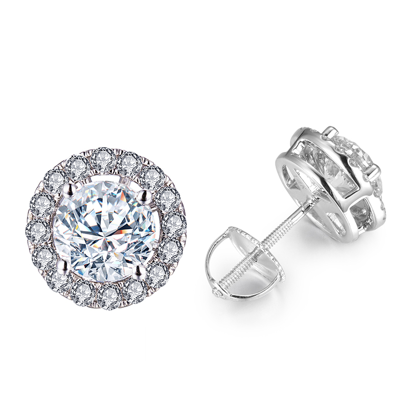 MissDiamond Round Cut Lab Grown Diamond 0.53CT E VS1 Platinum Studs Earrings MSE-532