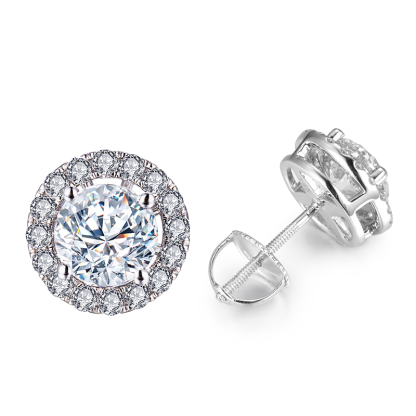 MissDiamond Round Cut Lab Grown Diamond 0.53CT E VS1 Platinum Studs Earrings MSE-532