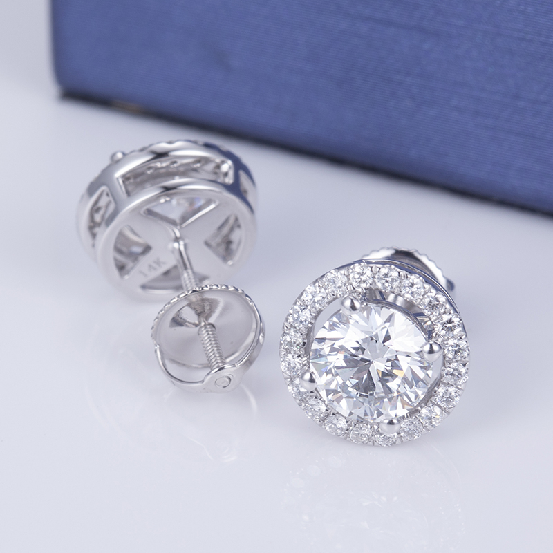 MissDiamond Round Cut Lab Grown Diamond 0.53CT E VS1 Platinum Studs Earrings MSE-532