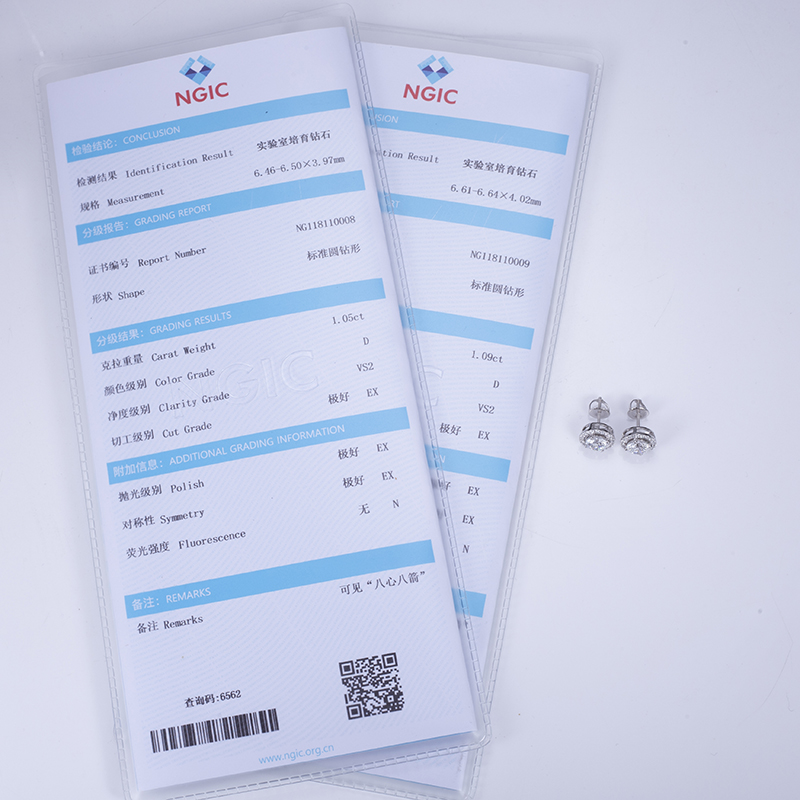 MissDiamond Round Cut Lab Grown Diamond 0.53CT E VS1 Platinum Studs Earrings MSE-532