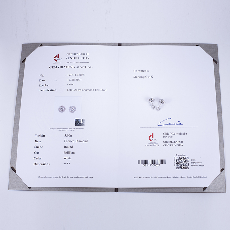 MissDiamond Round Cut Lab Grown Diamond 0.53CT E VS1 Platinum Studs Earrings MSE-532