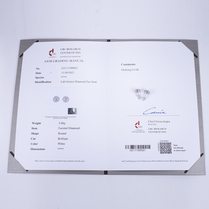 MissDiamond Round Cut Lab Grown Diamond 0.53CT E VS1 Platinum Studs Earrings MSE-532