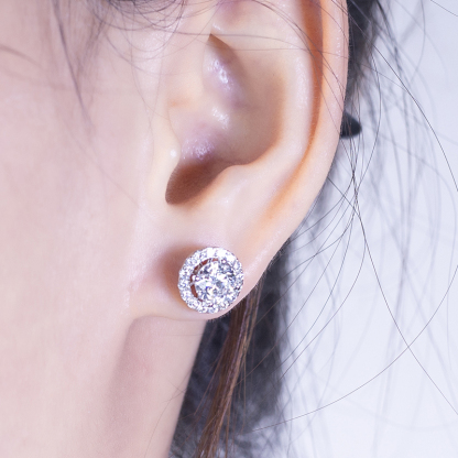 MissDiamond Round Cut Lab Grown Diamond 0.53CT E VS1 Platinum Studs Earrings MSE-532