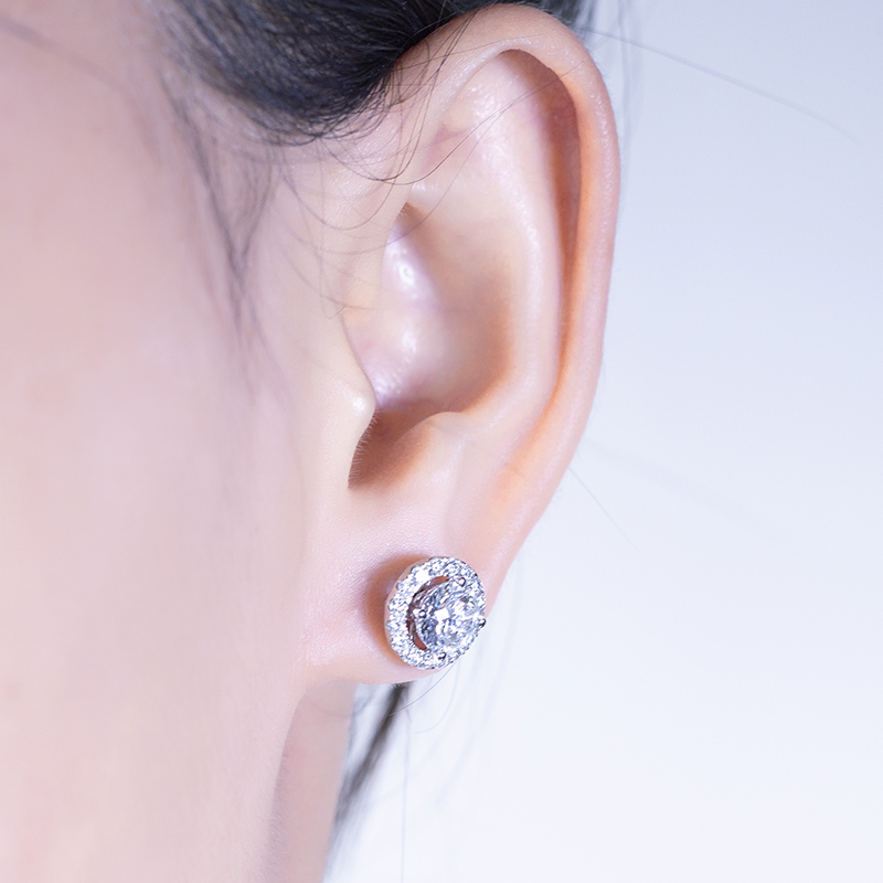 MissDiamond Round Cut Lab Grown Diamond 0.53CT E VS1 Platinum Studs Earrings MSE-532