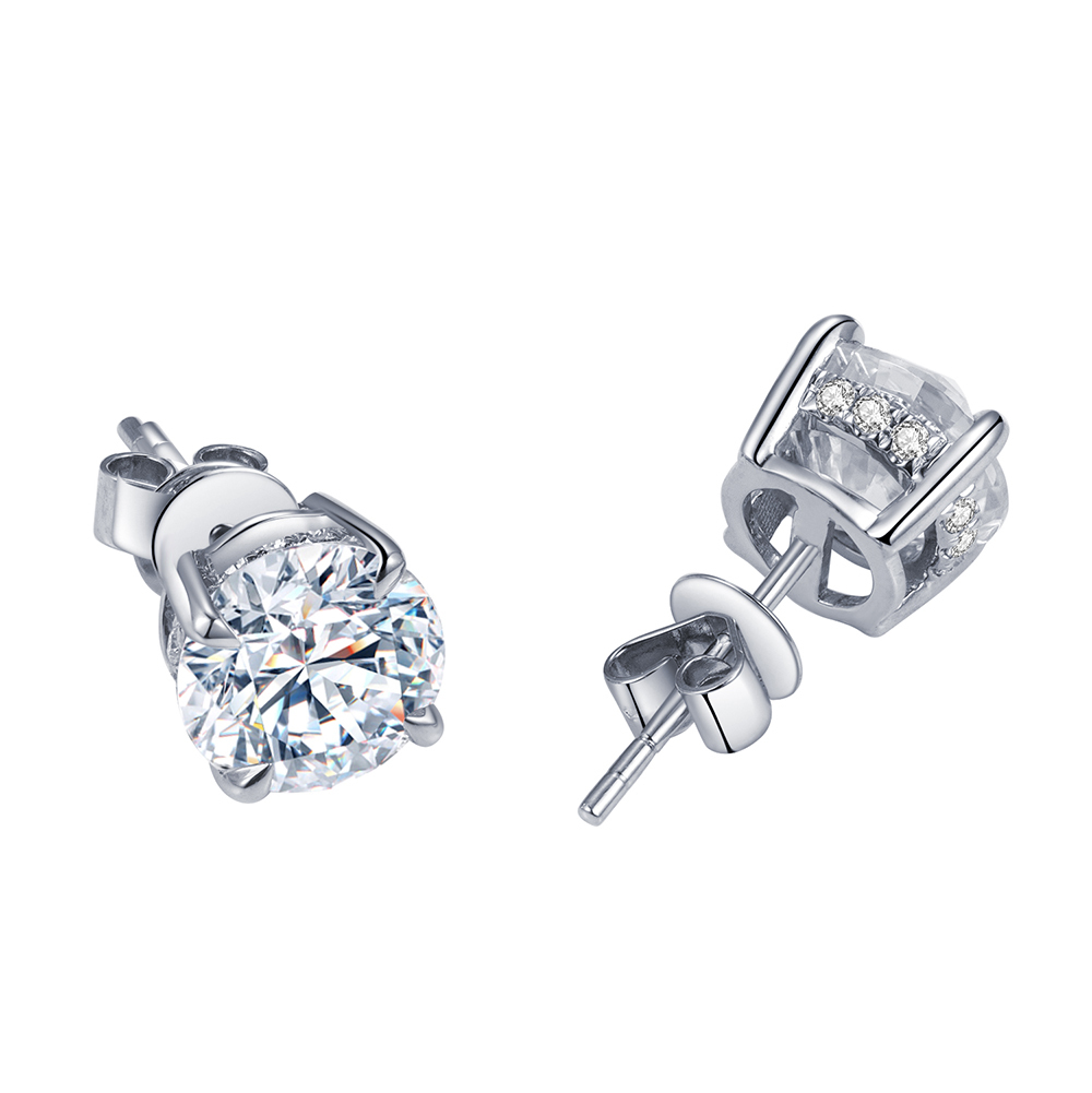 MissDiamond Round Cut Lab Grown Diamond 1CT 18K White Gold Studs Earrings MSE-544
