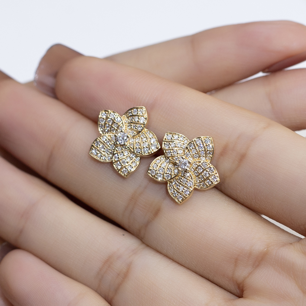 MissDiamond Lab Grown Diamond 18K Yellow Gold Studs Earrings MSE-730