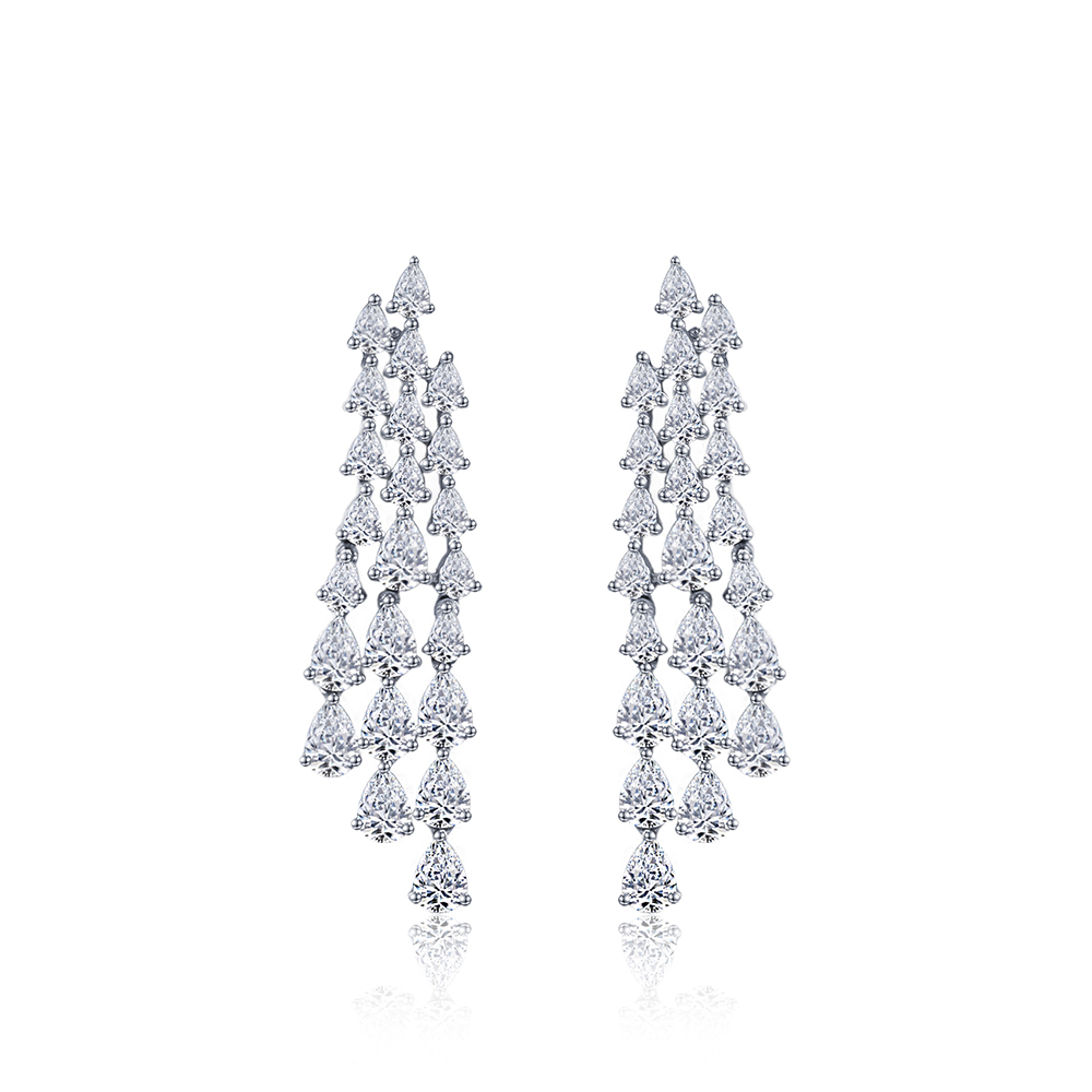 MissDiamond Lab Grown Diamond Platinum Dangle Earrings MSE-816