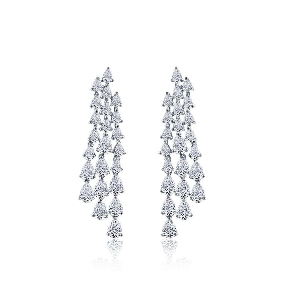 MissDiamond Lab Grown Diamond Platinum Dangle Earrings MSE-816