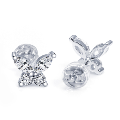 MissDiamond Marquise Cut Lab Grown Diamond S925 Silver Studs Earrings MSE-883