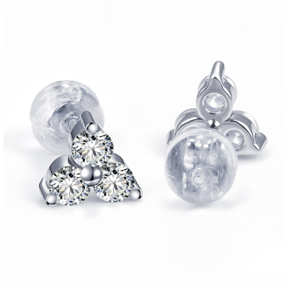 MissDiamond Round Cut Lab Grown Diamond S925 Silver Studs Earrings MSE-884