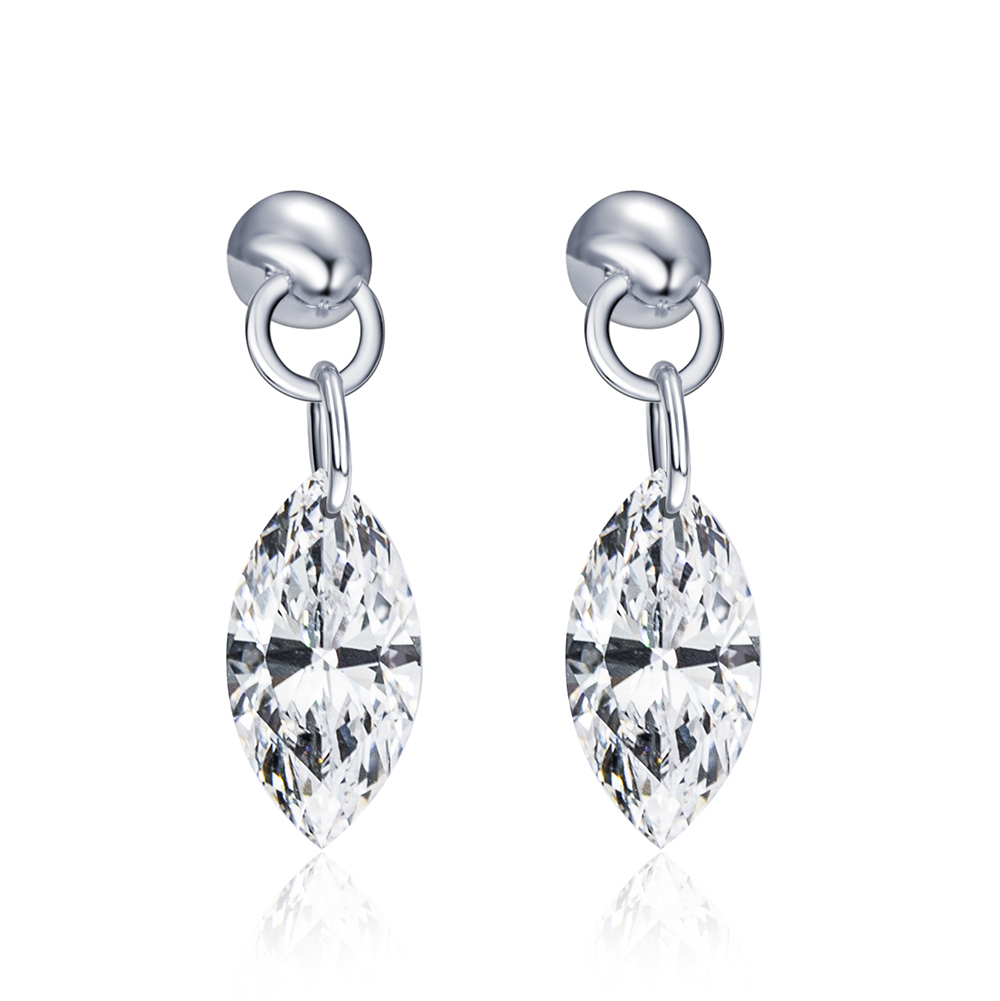 MissDiamond Marquise Cut Lab Grown Diamond 9K White Gold Dangle Earrings MSE-885