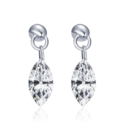 MissDiamond Marquise Cut Lab Grown Diamond 9K White Gold Dangle Earrings MSE-885