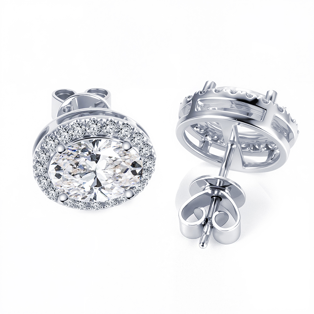 MissDiamond Lab Grown Diamond 1.2CT 18K White Gold Studs Earrings MSE-889