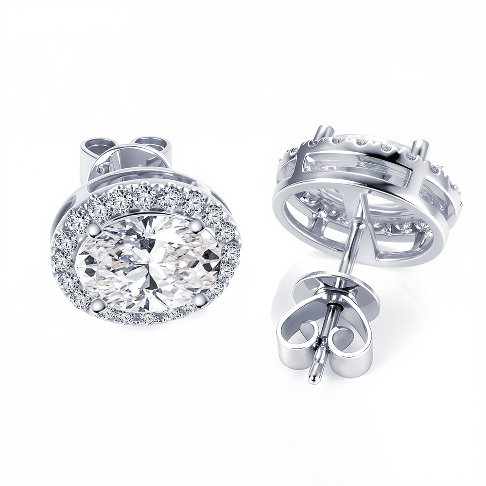 MissDiamond Lab Grown Diamond 1.2CT 18K White Gold Studs Earrings MSE-889