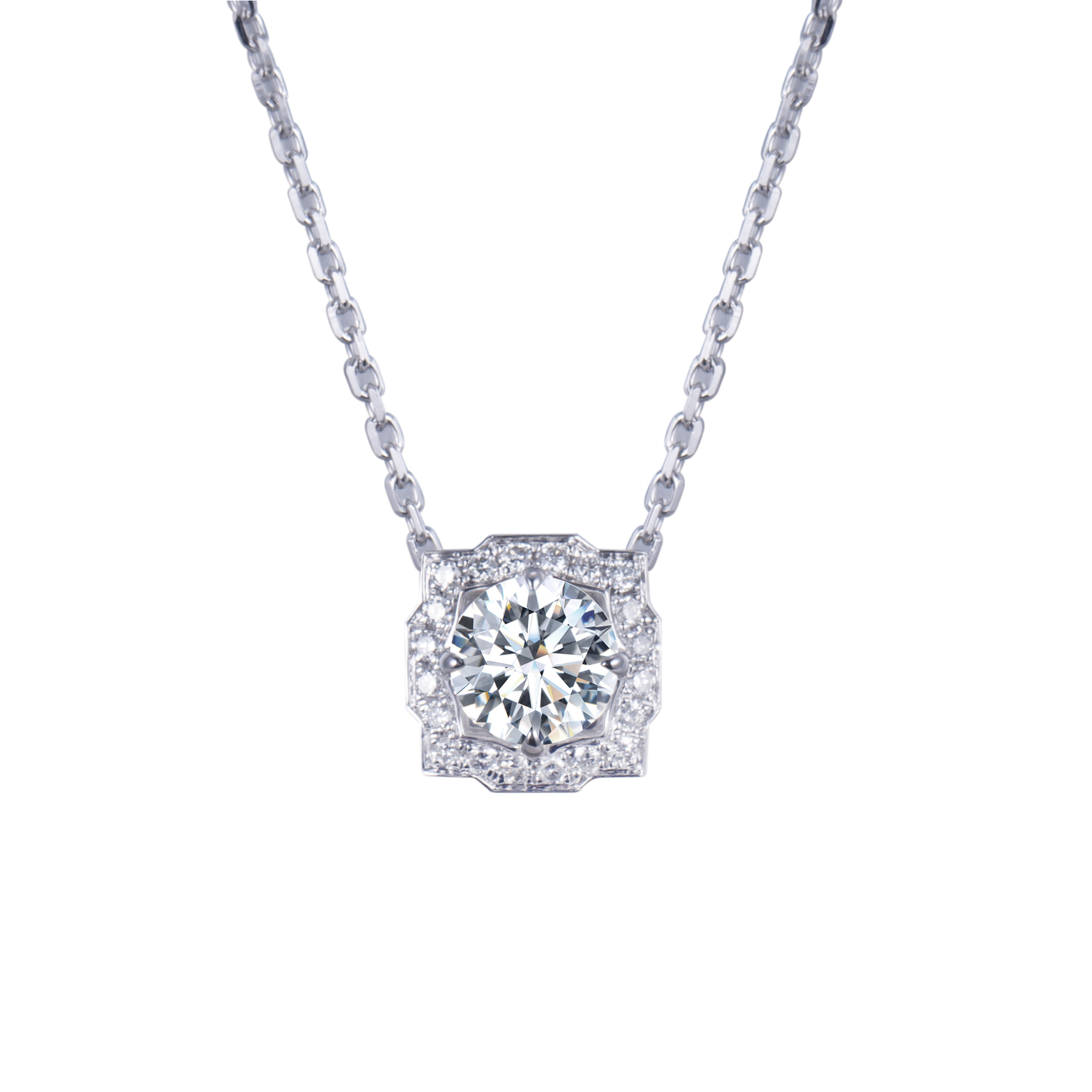 MissDiamond Round Cut Lab Grown Diamond 1.5CT F VS1 Platinum Pendant Necklace MSN-557