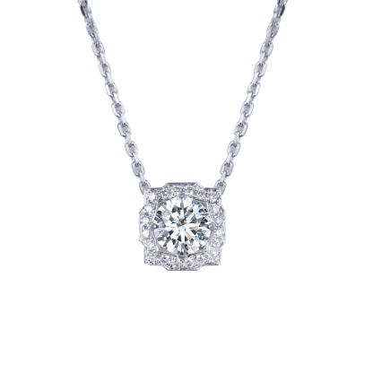 MissDiamond Round Cut Lab Grown Diamond 1.5CT F VS1 Platinum Pendant Necklace MSN-557