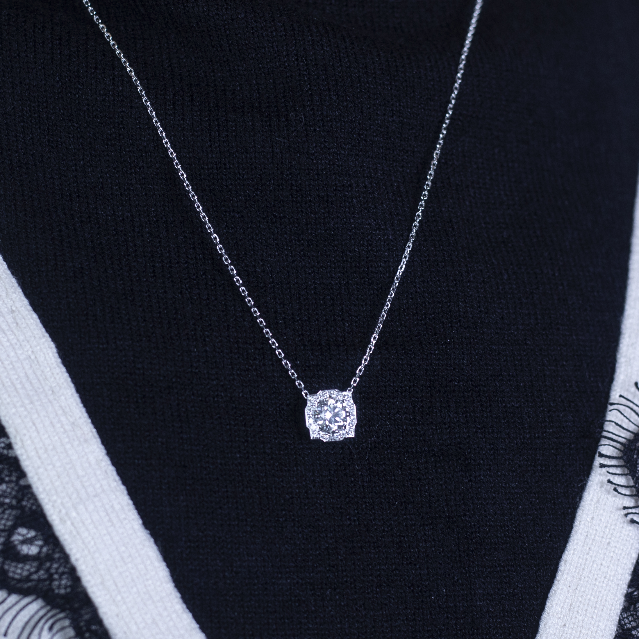 MissDiamond Round Cut Lab Grown Diamond 1.5CT F VS1 Platinum Pendant Necklace MSN-557