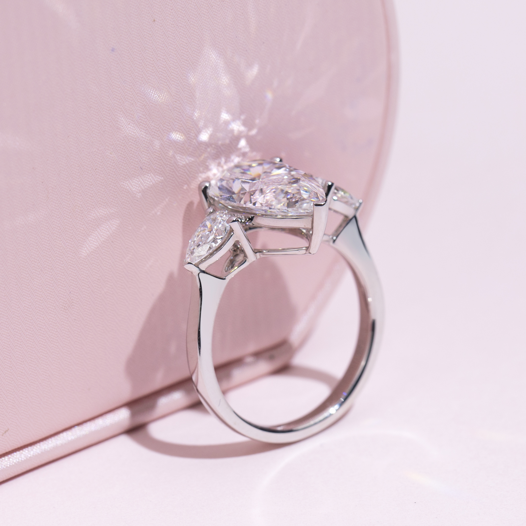 MissDiamond Pear Cut Lab Grown Diamond 5CT Solitaire E VS1 18K White Gold Ring MSR-1155