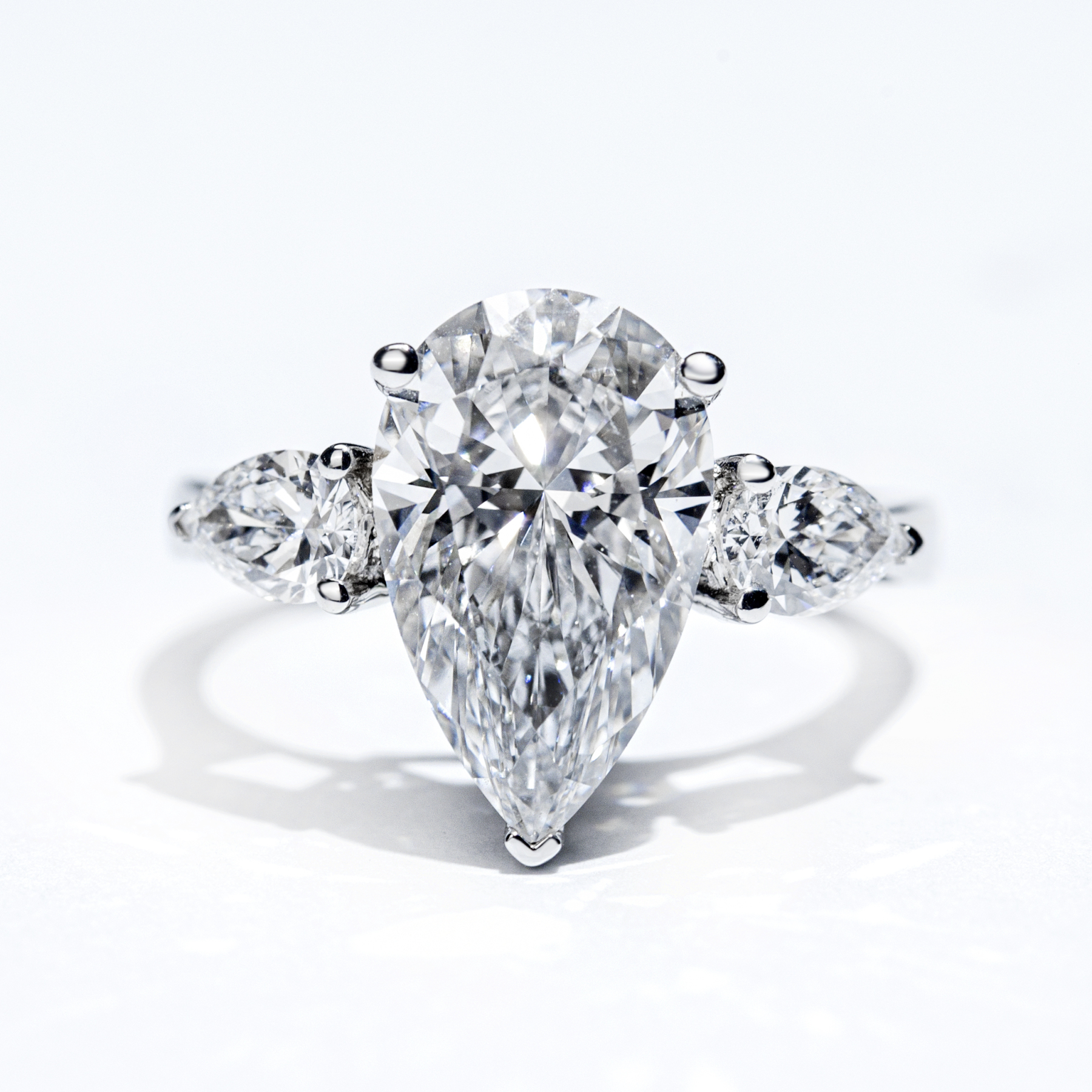 MissDiamond Pear Cut Lab Grown Diamond 5CT Solitaire E VS1 18K White Gold Ring MSR-1155