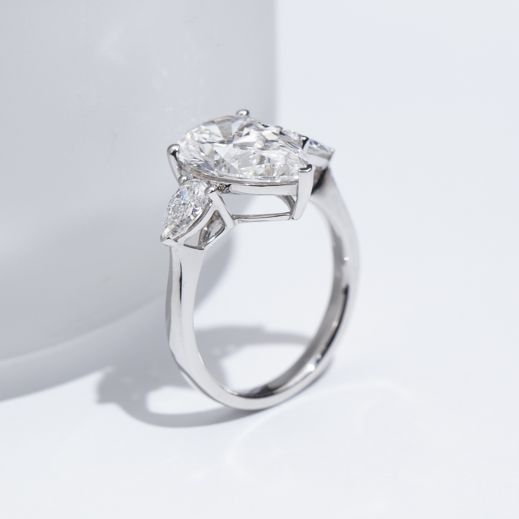 MissDiamond Pear Cut Lab Grown Diamond 5CT Solitaire E VS1 18K White Gold Ring MSR-1155