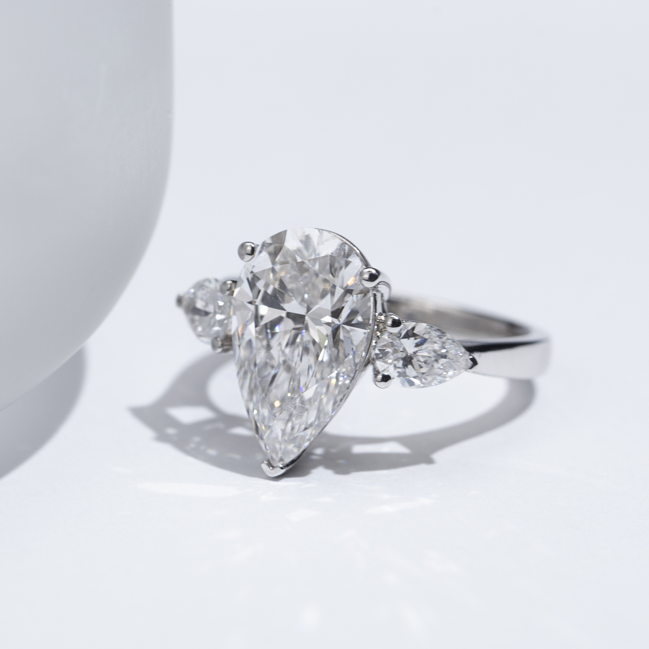 MissDiamond Pear Cut Lab Grown Diamond 5CT Solitaire E VS1 18K White Gold Ring MSR-1155