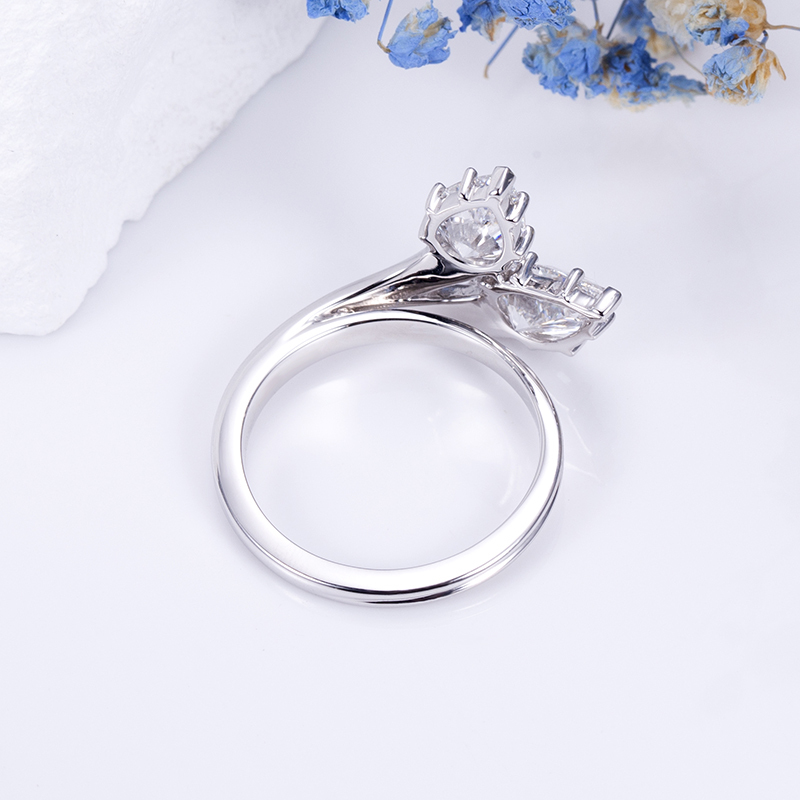 Pear Lab Grown Diamond 1.1CT Two Stones 18K White Gold Ring MSR-1517