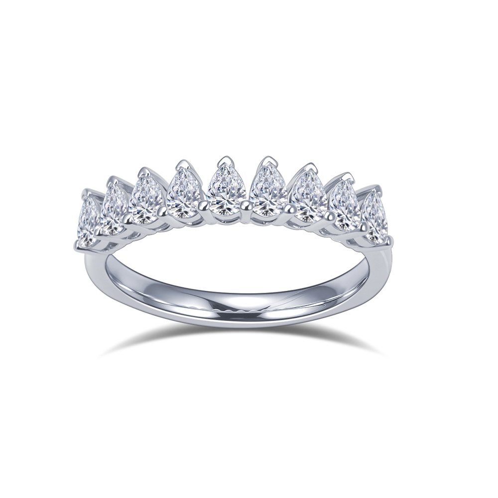 MissDiamond Pear Cut Lab Grown Diamond Eternity Platinum Ring MSR-1853