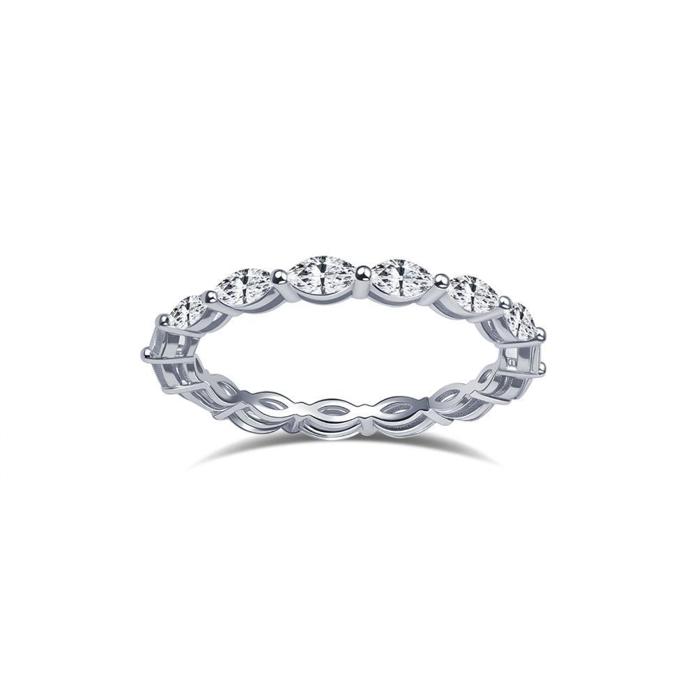 MissDiamond Marquise Cut Lab Grown Diamond Eternity Platinum Ring MSR-1854