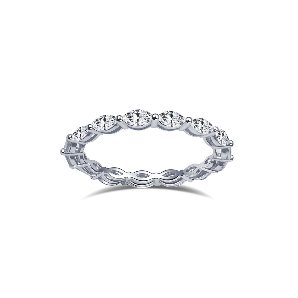 MissDiamond Marquise Cut Lab Grown Diamond Eternity Platinum Ring MSR-1854