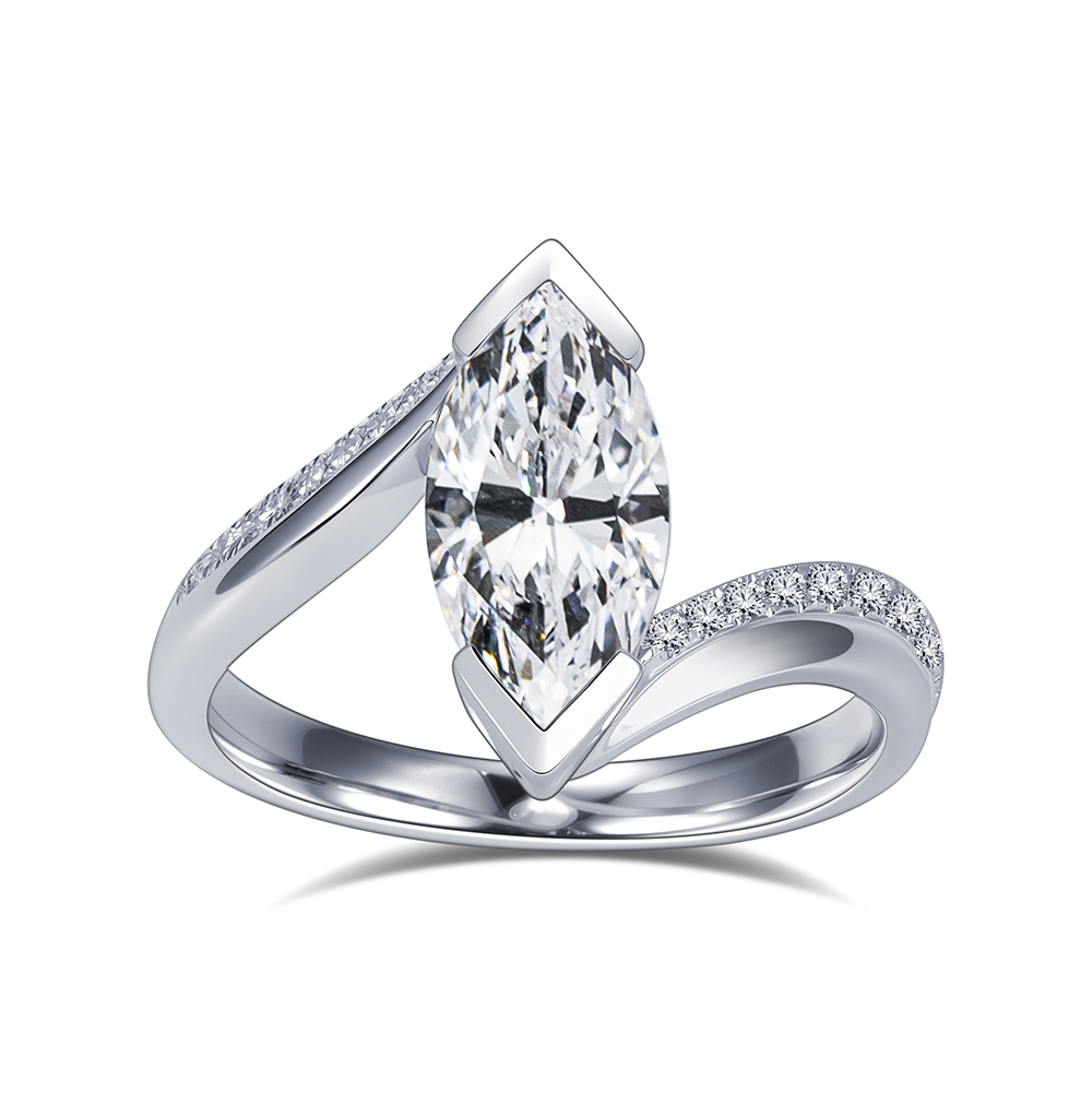 MissDiamond Marquise Cut Lab Grown Diamond 1.51CT 18K White Gold Solitaire Ring MSR-1942