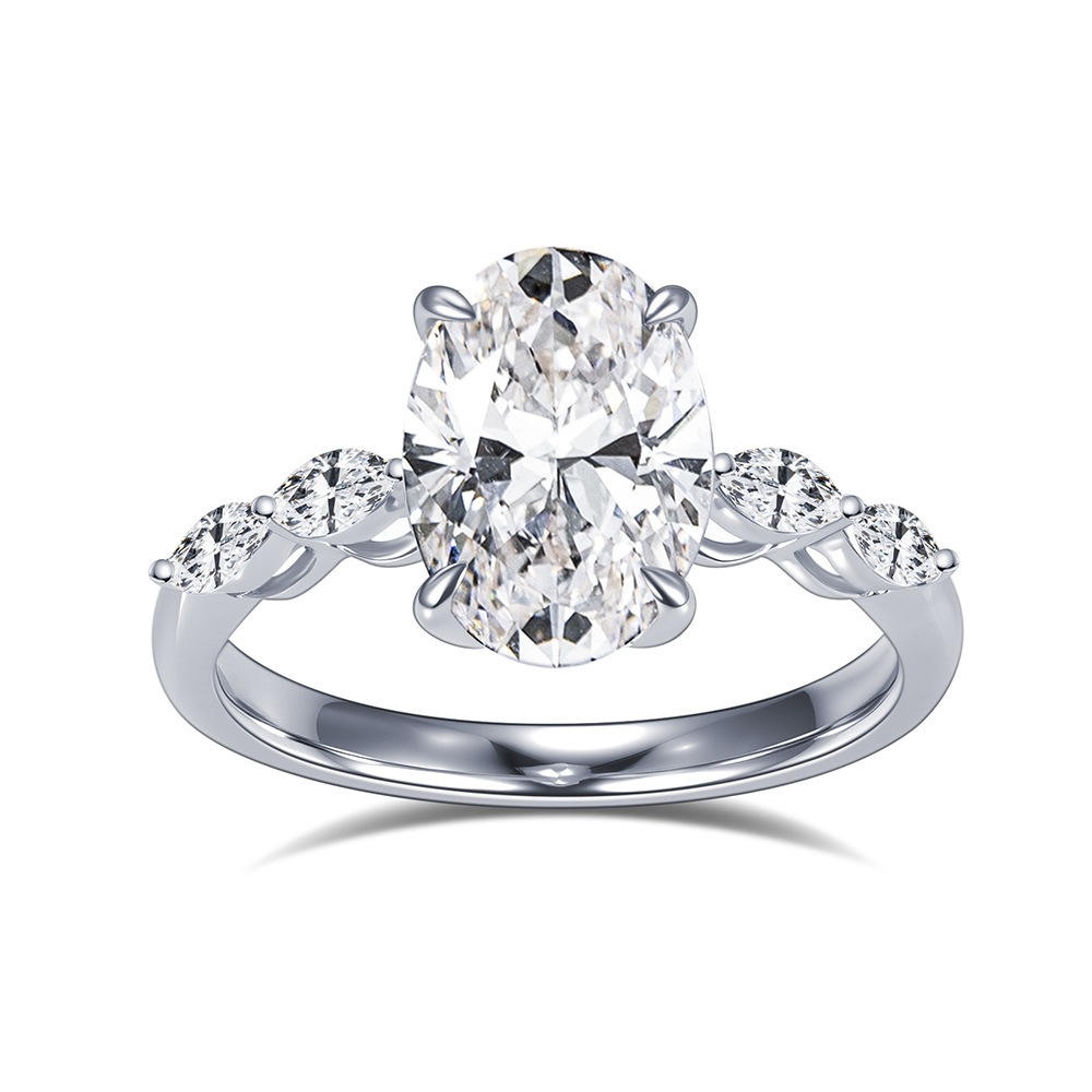 MissDiamond Marquise Oval Cut Lab Grown Diamond 2.03CT 18K White Gold Cluster Ring MSR-1950