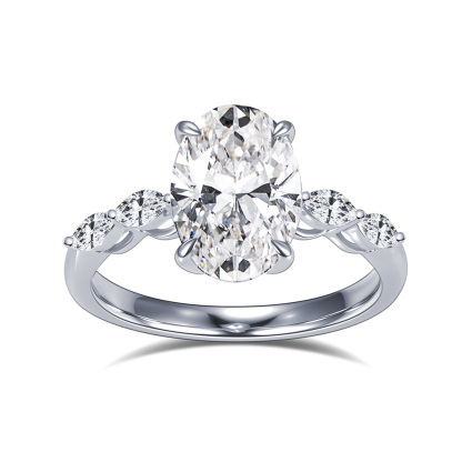 MissDiamond Marquise Oval Cut Lab Grown Diamond 2.03CT 18K White Gold Cluster Ring MSR-1950