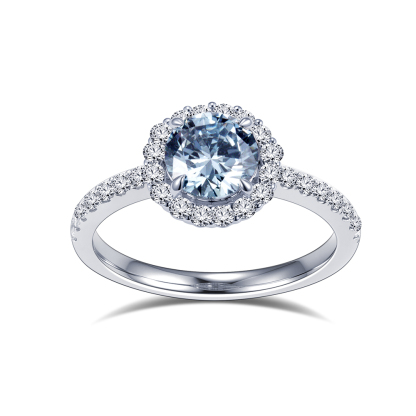 MissDiamond Round Cut Lab Grown Diamond 5.05CT B VS Platinum Halo Ring MSR-1995