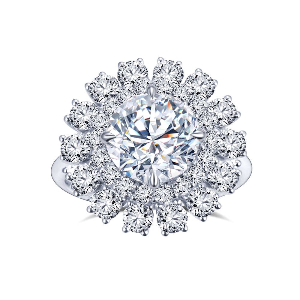 MissDiamond Lab Grown Diamond 5.05CT G VS1 Platinum Halo Ring MSR-293