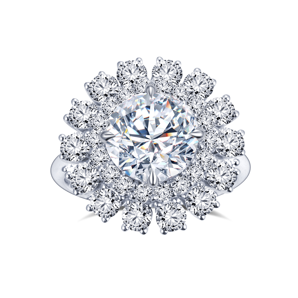 MissDiamond Lab Grown Diamond 5.05CT G VS1 Platinum Halo Ring MSR-293