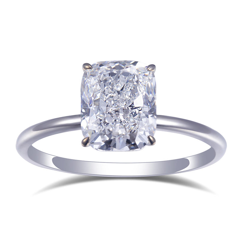 MissDiamond Cushion Cut Lab Grown Diamond 3.47CT D VVS2 18k White Gold Ring MSR-581