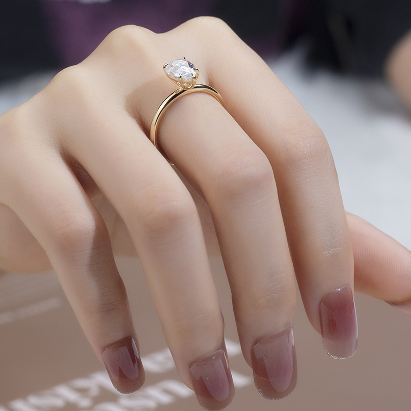 Pear Cut Lab Grown Diamond 1.27CT Solitaire G VVS1 18K Yellow Gold Ring MSR-821