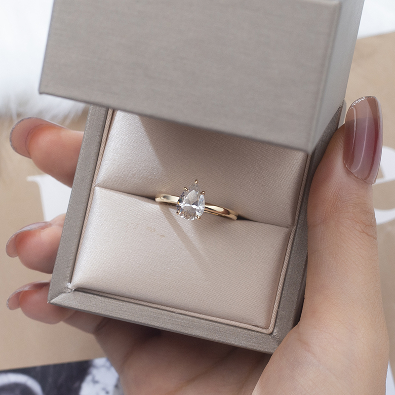 Pear Cut Lab Grown Diamond 1.27CT Solitaire G VVS1 18K Yellow Gold Ring MSR-821