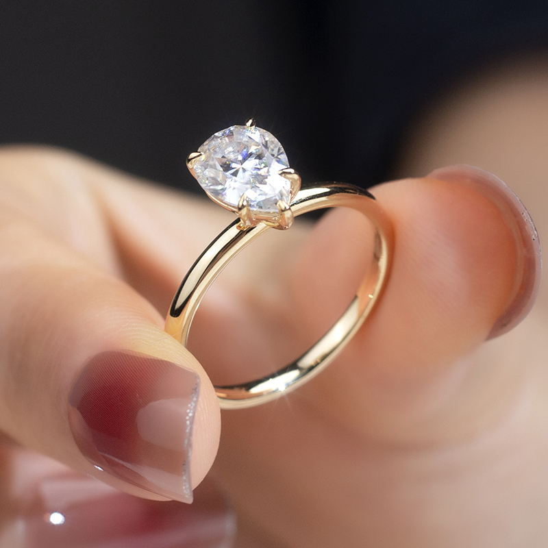 Pear Cut Lab Grown Diamond 1.27CT Solitaire G VVS1 18K Yellow Gold Ring MSR-821