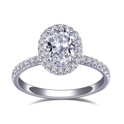 MissDiamond Lab Grown Diamond 6.04CT D G VS1 VVS2 Platinum Halo Ring MSR-828