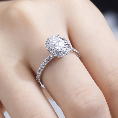 MissDiamond Lab Grown Diamond 6.04CT D G VS1 VVS2 Platinum Halo Ring MSR-828