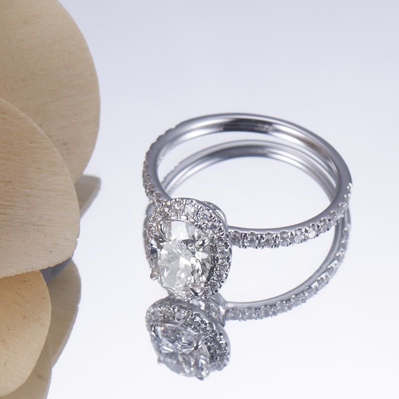 MissDiamond Lab Grown Diamond 6.04CT D G VS1 VVS2 Platinum Halo Ring MSR-828