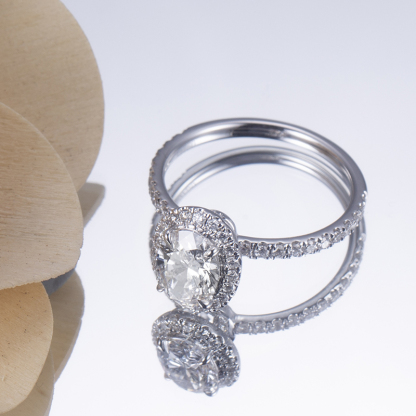 MissDiamond Lab Grown Diamond 6.04CT D G VS1 VVS2 Platinum Halo Ring MSR-828