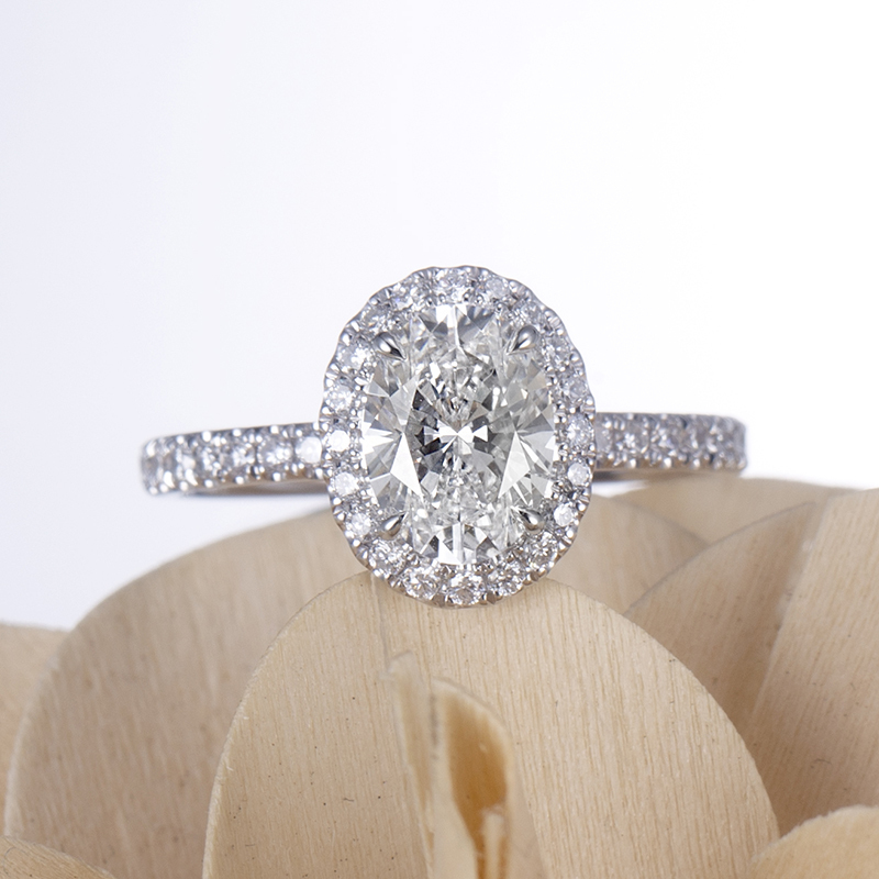 MissDiamond Lab Grown Diamond 6.04CT D G VS1 VVS2 Platinum Halo Ring MSR-828